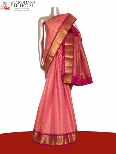 Pure Handloom Butta Contrast Kanjeevaram Silk Saree